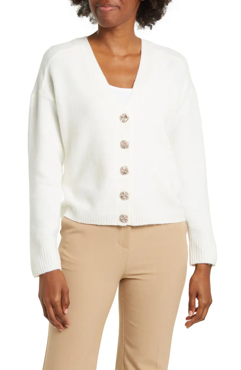 V-Neck Button Front Crop Cardigan | Nordstrom Rack