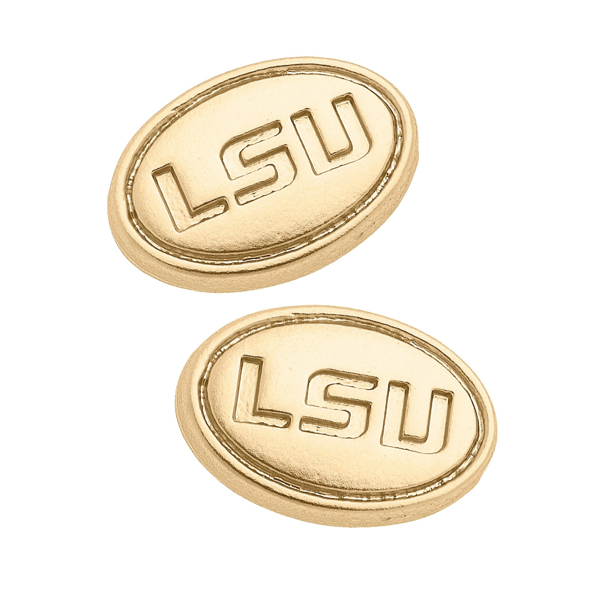 LSU Tigers CANVAS Style Women's 24K Gold Plated Stud Earrings | Lids