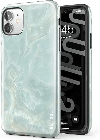 Tenpon iPhone 11 Case - Light Green Marble Pattern Designed for Girls Women, Cute Heavy Duty Shoc... | Amazon (US)