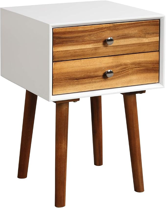 Giantex End Table W/Drawers and Storage Wooden Mid-Century Accent Side Table Multipurpose for Bed... | Amazon (US)