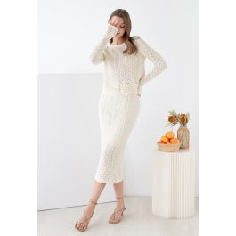 Hollow Scalloped Knit Sweater and Skirt Set | Chicwish