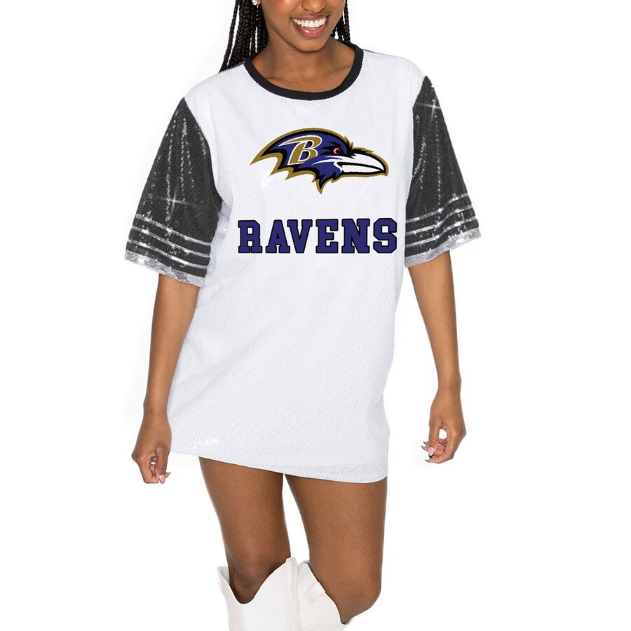 Baltimore Ravens Gameday Couture Women's Bling It Full Sequin Jersey Dress - White/Black | Fanatics