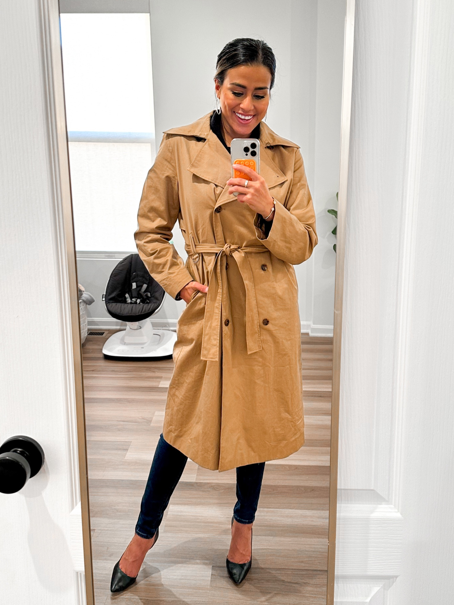 Workwear chic. I’ve been grabbing this trench coat often lately! Perfect for fall weather over casual outfits and over work outfits. It’s giving Sofia Richie vibes with my bun and I’m here for it! 

#LTKSeasonal #LTKstyletip #LTKworkwear