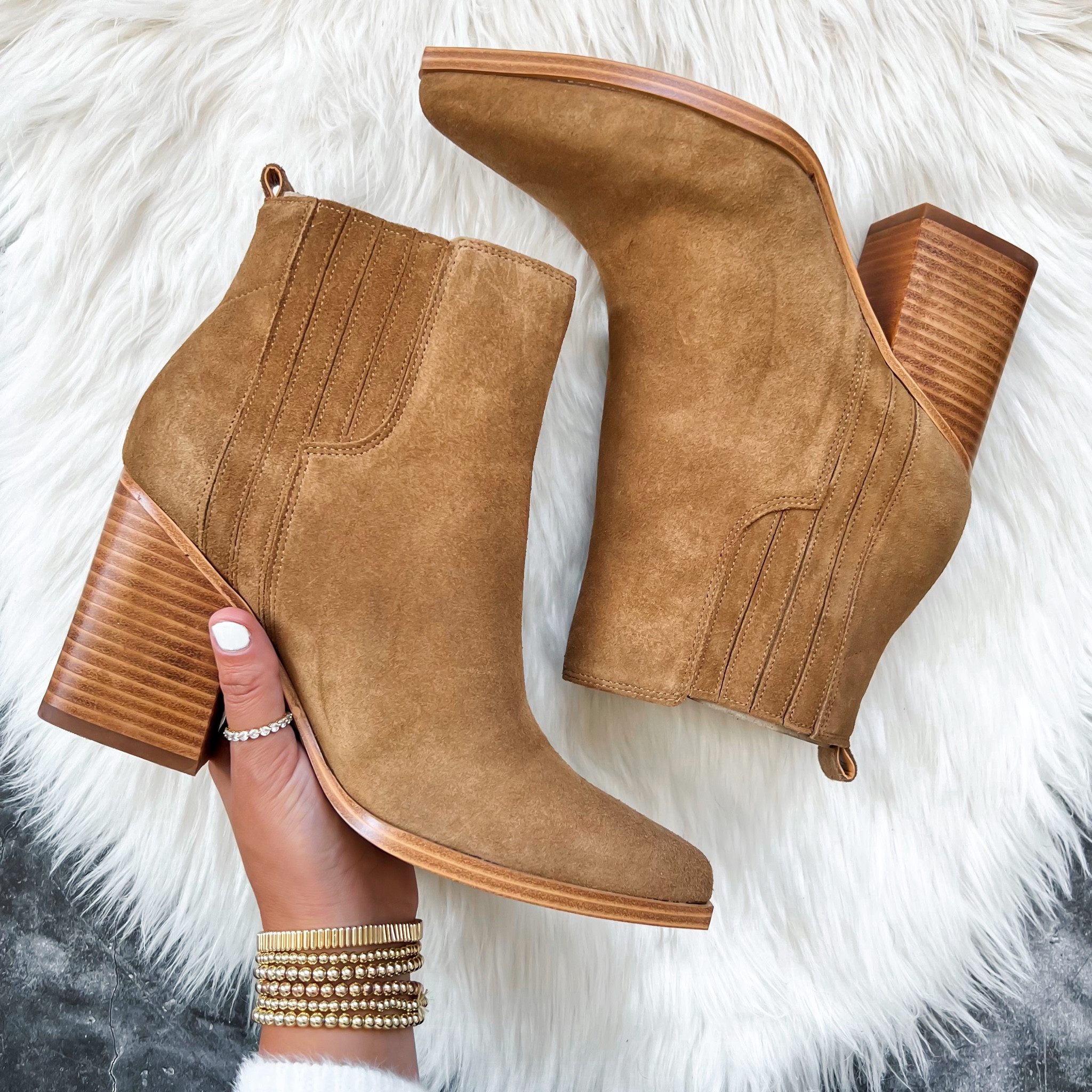 Marc fisher booties run true to size and comes in 4 colors 