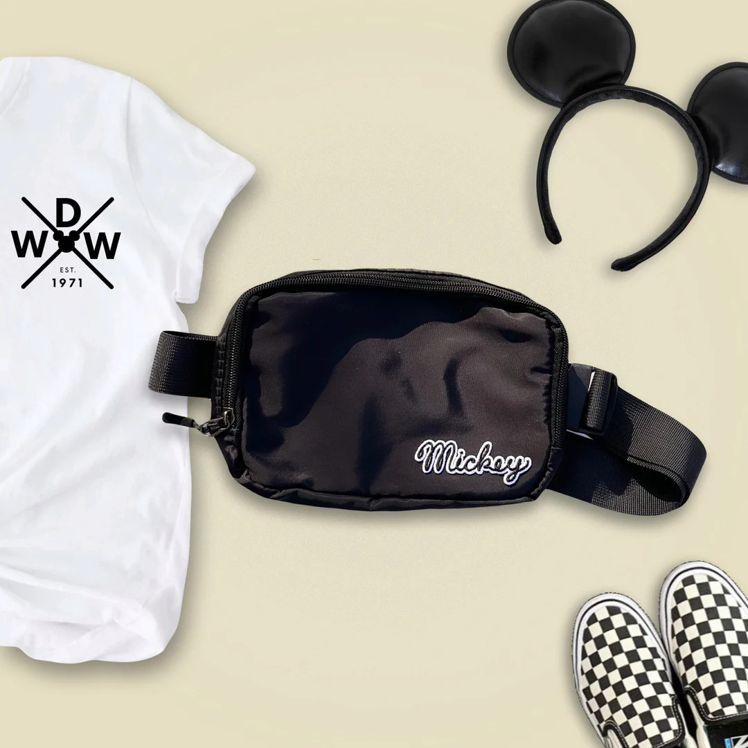 Park Fanny Pack with Mouse Minnie Character Patch, Park Belt Bag, Crossbody Park Bag, Travel Bag,... | Etsy (US)
