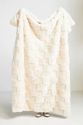 Carved Check Faux Fur Throw Blanket | Anthropologie (US)
