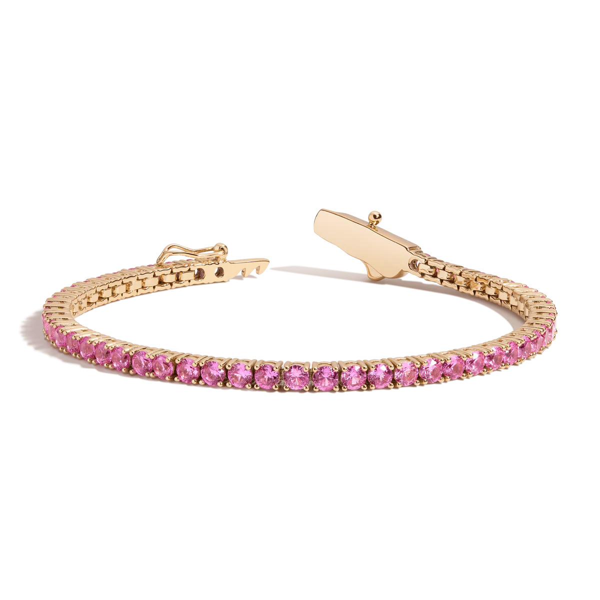 Lab Grown Pink Sapphire Tennis Bracelet | AUrate New York