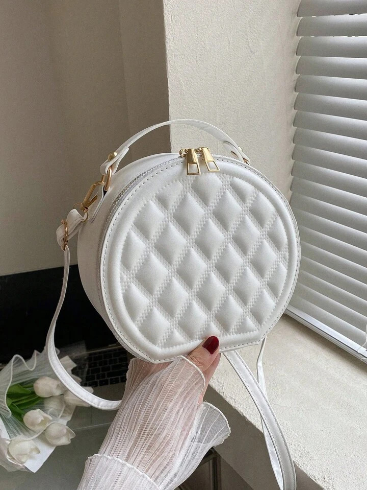 Mini Fashion Quilted Crossbody Bag, Trendy Round Shoulder Bag, Women's Casual Handbag & Purse | SHEIN