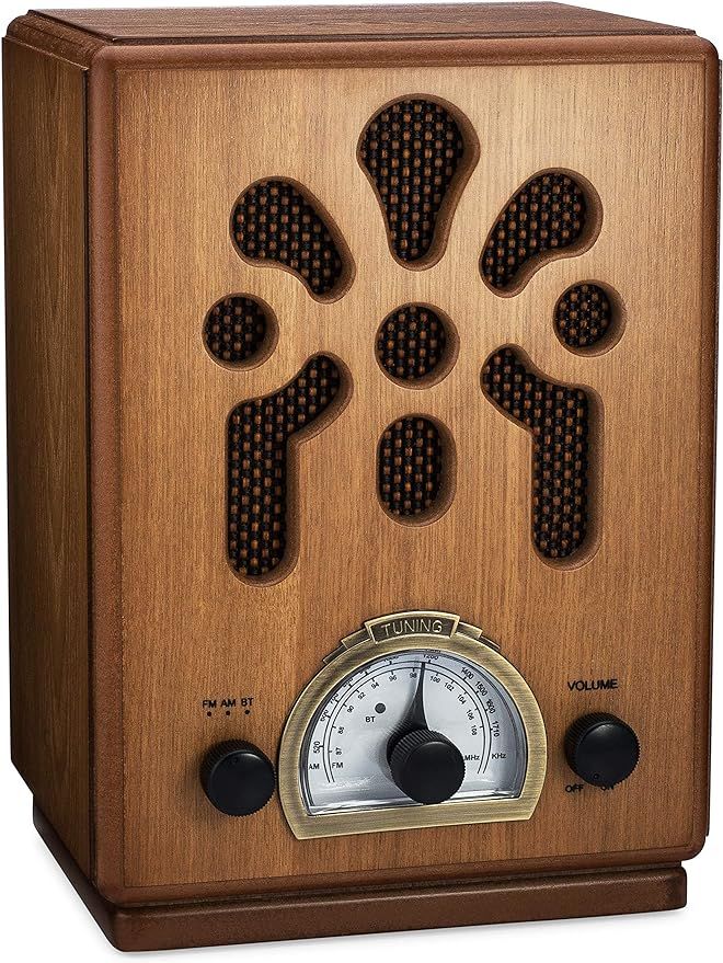 ClearClick Classic Vintage Retro Style AM/FM Radio with Bluetooth - Handmade Wooden Exterior Brow... | Amazon (US)