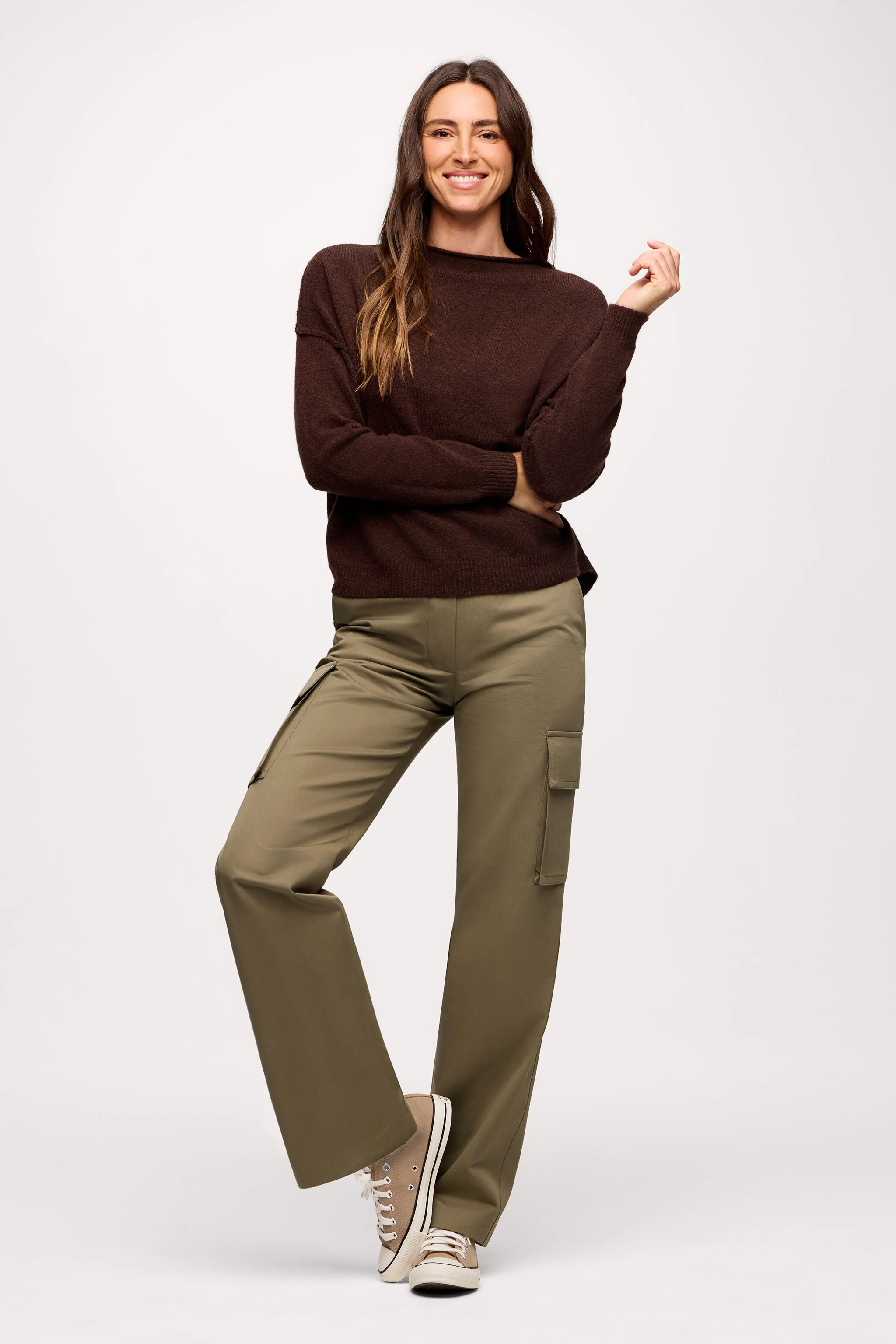 Cozy Knit Mockneck Sweater | Heather Espresso | Nuuds US