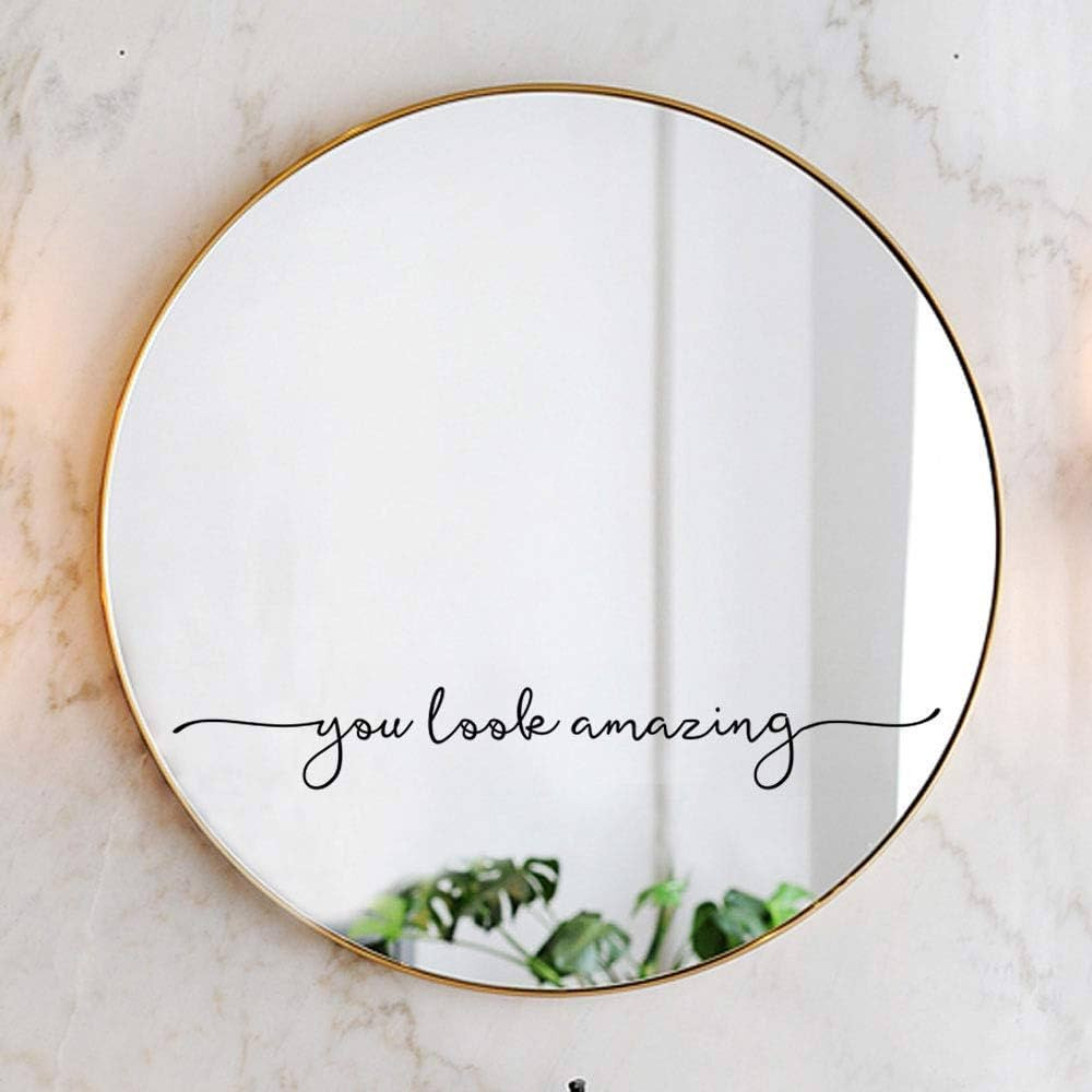 You Look Amazing Mirror Decal Vinyl Decal Bathroom Decor Shower Door Decal 18x2.5 inch (Black (Vi... | Amazon (US)