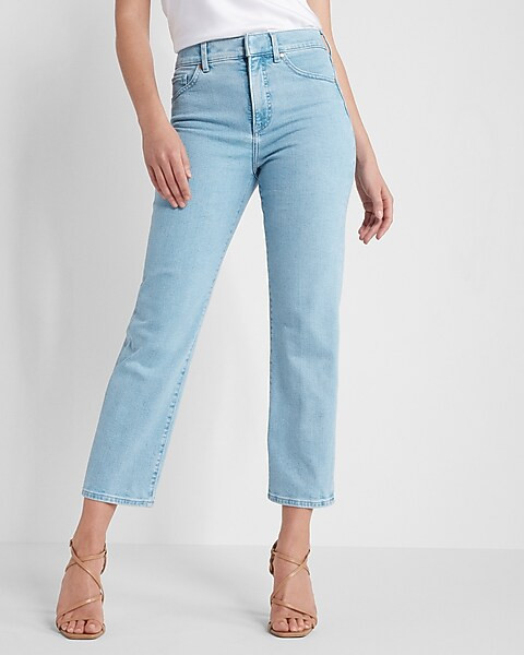 High Waisted Medium Wash Straight Ankle Jeans | Express