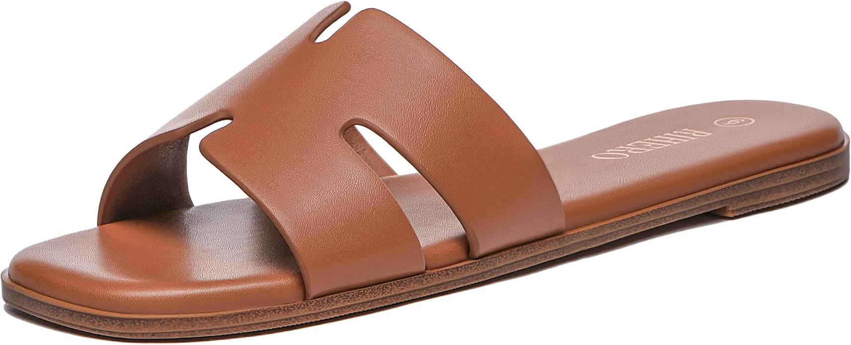 Rihero Women's Dressy Flat Sandals Comfortable Slip On Leather Slide Sandals | Amazon (US)