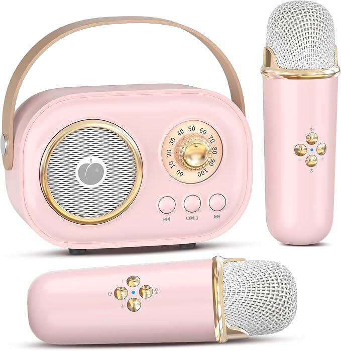 Mini Karaoke Machine for Kids Adults,Portable Bluetooth Speaker with 2 Wireless Microphones, Gift... | Amazon (US)