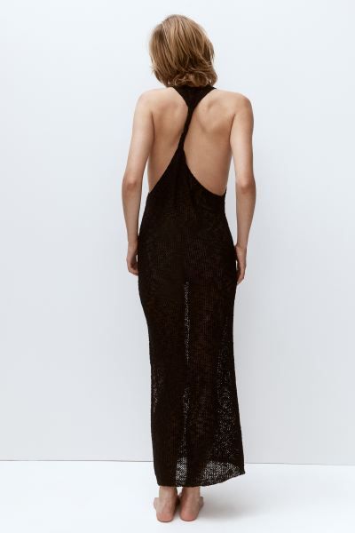 Twist-detail Crochet-look Dress - Round Neck - Sleeveless - Black - Ladies | H&M US | H&M (US + CA)