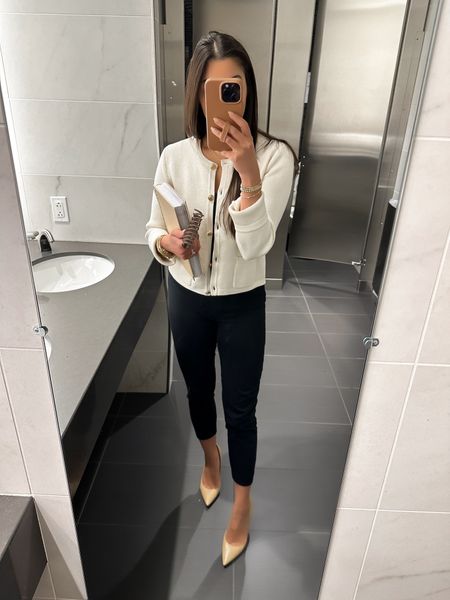 Wednesday OOTD 🤍✨
Another work day another excuse to wear this lady jacket 😜 so good as a spring layer and looks good with both trousers and ankle length pants! 🖤



Petite work outfit, petite work look, petite officewear, petite workwear, 9-5 outfit, business casual, smart casual, formal casual, lady jacket, j crew cardigan, petite trousers, petite work pants, comfortable heels, comfortable work shoes, 

#LTKstyletip #LTKshoecrush #LTKworkwear
