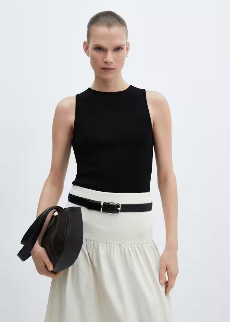 Knitted top with wide straps -  Women | Mango USA | MANGO (US)