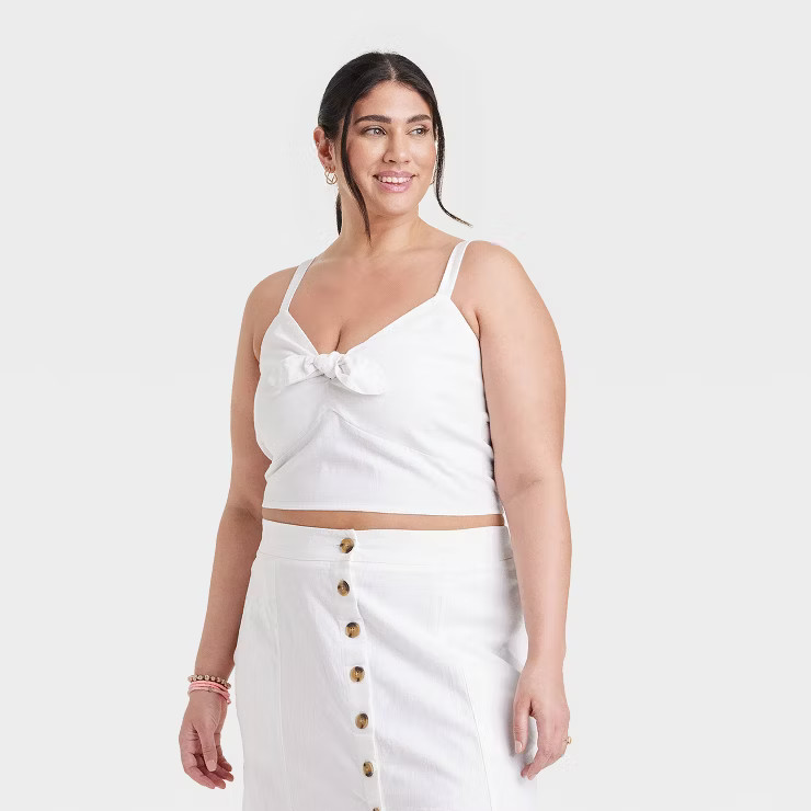 Women's Tie-Front Cropped Tank Top - Universal Thread™ | Target