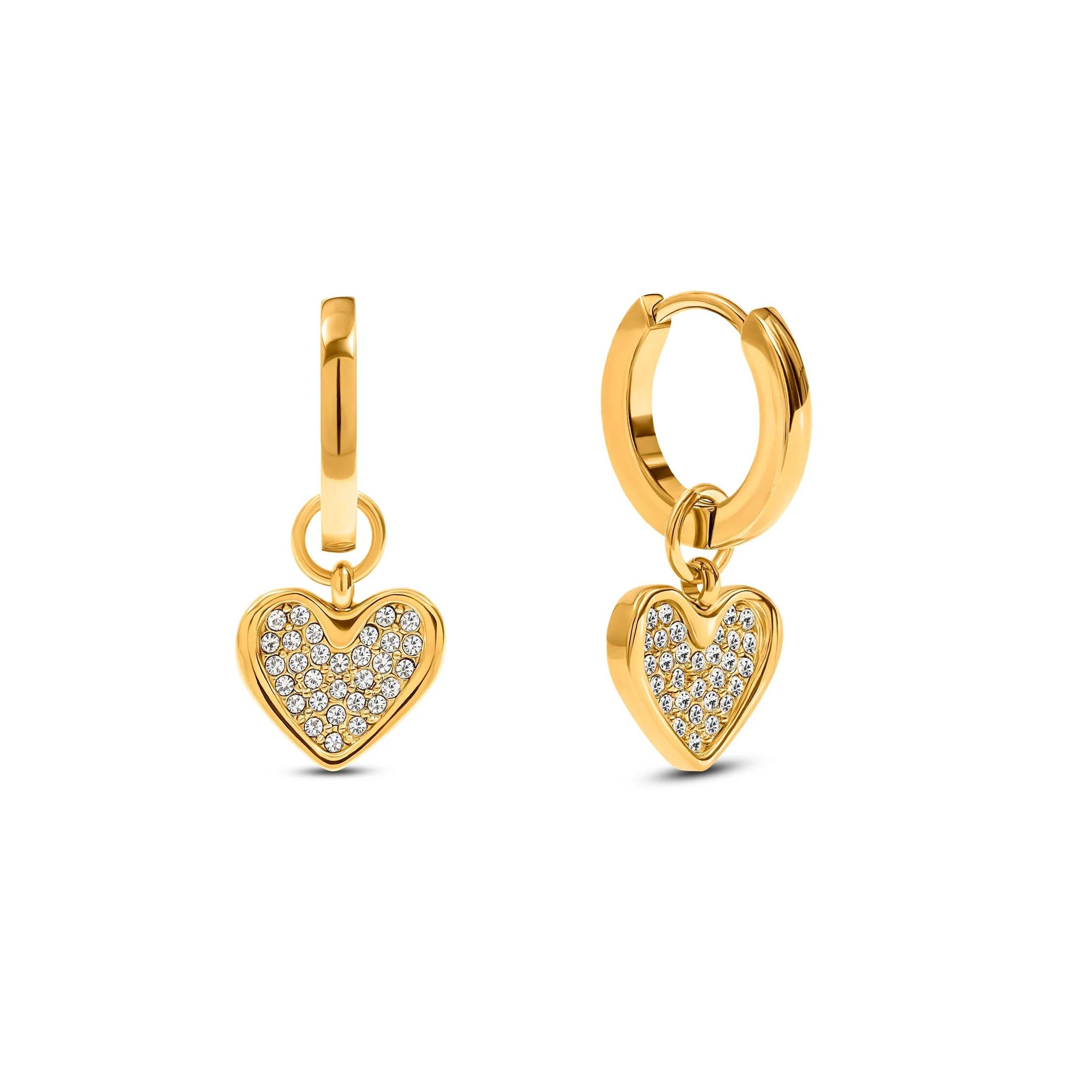Pavé Heart Huggie Earrings (Gold) | Abbott Lyon