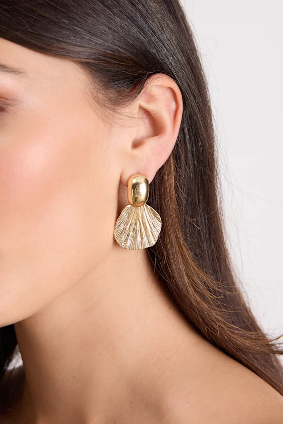 Eviana Gold Leaf Drop Earrings | Lulus