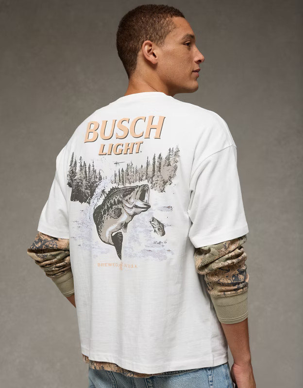 AE Boxy Busch Light Graphic T-Shirt | American Eagle Outfitters (US & CA)