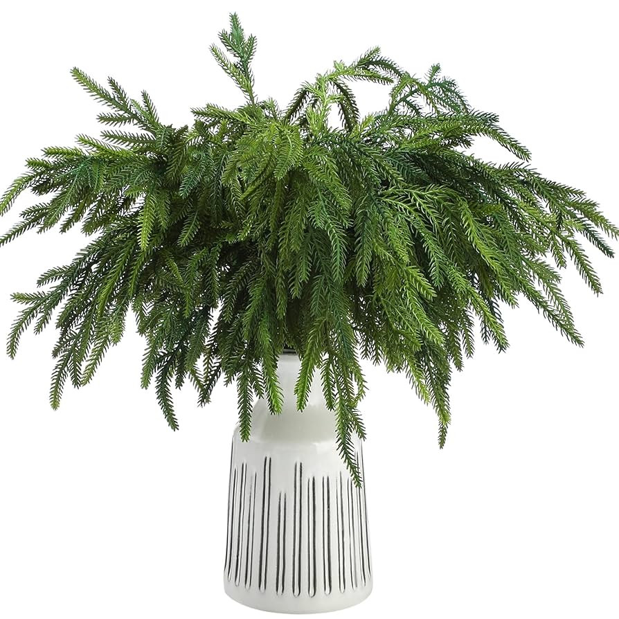 Jutom 30 Pcs 18 Inch Christmas Norfolk Pine Branches, Lifelike Bendable Non-Shedding Greenery Ste... | Amazon (US)
