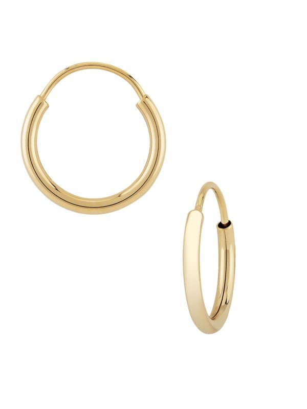 14K Yellow Gold End Hoop Earrings | Saks Fifth Avenue OFF 5TH