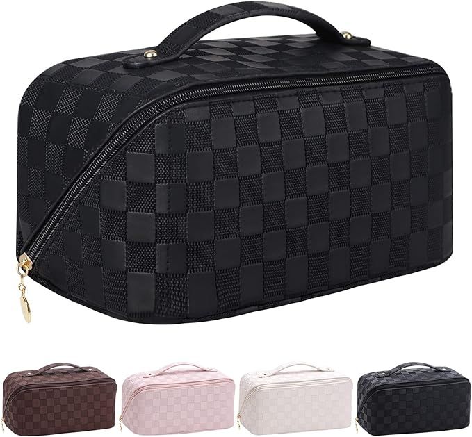 Makeup Bag, Large Capacity Travel Cosmetic Bag, Extra Large Makeup Bag,Portable Travel Makeup Bag... | Amazon (US)