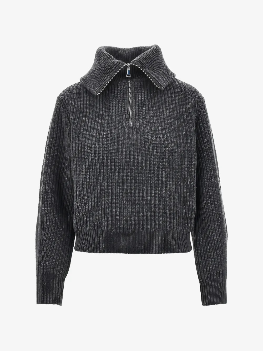 Weekend Max Mara wool zip-up roll-neck jumper - dark grey | Farfetch Global