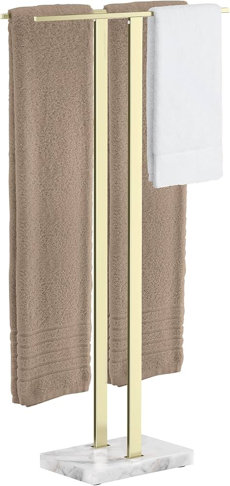 KES Standing Towel Rack with Marble Base, 37" H (Equal Height) Gold Towel Rack for Bathroom Floor... | Amazon (US)