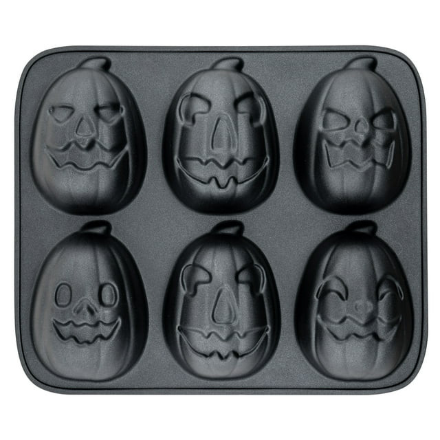 Way to Celebrate, Pumpkin Cast Aluminum 6-Cavity Baking Pan, Black | Walmart (US)