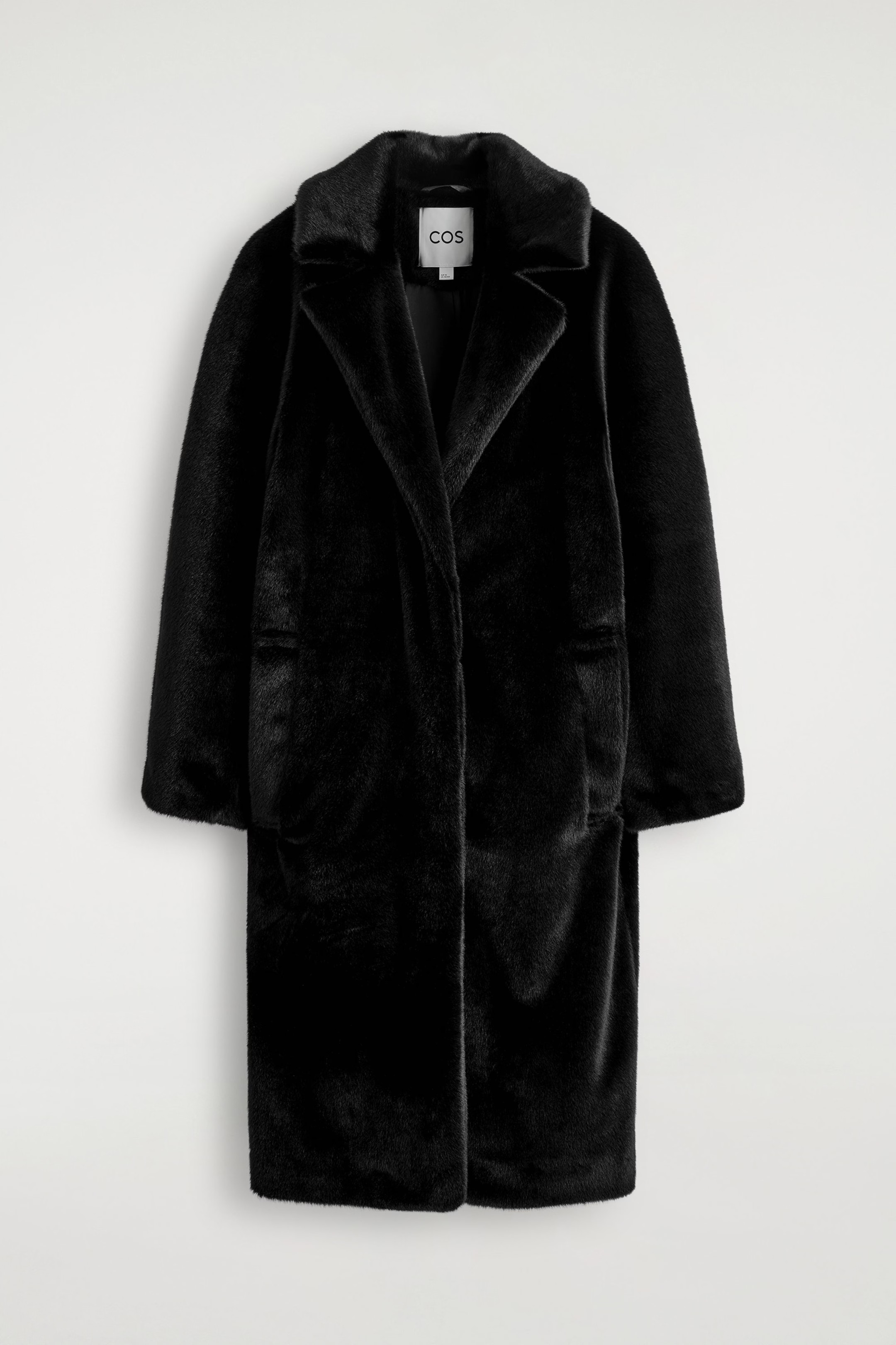 FUR-EFFECT LONG COAT - BLACK | COS GB | COS UK