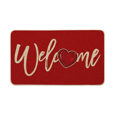 Sm:)e Love Heart Welcome Valnetine's Day Decorative Doormat, Seasonal Holiday Low-Profile Rug Switch Mat for Indoor Outdoor 17x29 Inch | Walmart (US)