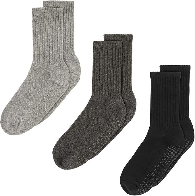 LA Active Grip Socks - Cozy Warm Non Slip Crew Socks - for Home, Indoor Yoga, and Hospital - Men ... | Amazon (US)