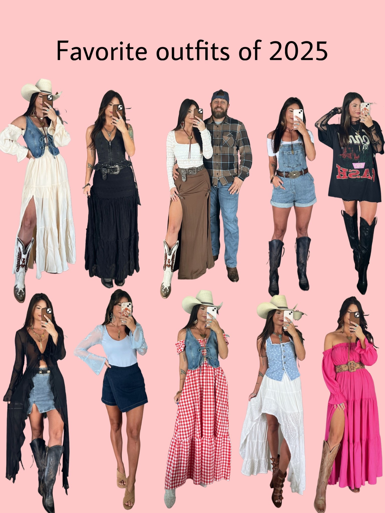 Favorite outfits of 2025 part one! So many cute country/western looks with a hint of boho & edgy! Linking what’s still available from these outfits 

#LTKPetite #LTKootd #LTKSeasonal