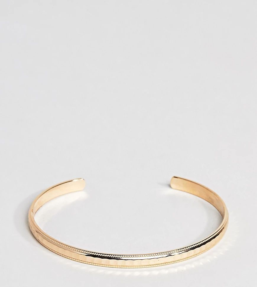 ASOS DESIGN Curve minimal faceted cuff bracelet-Gold | ASOS (Global)