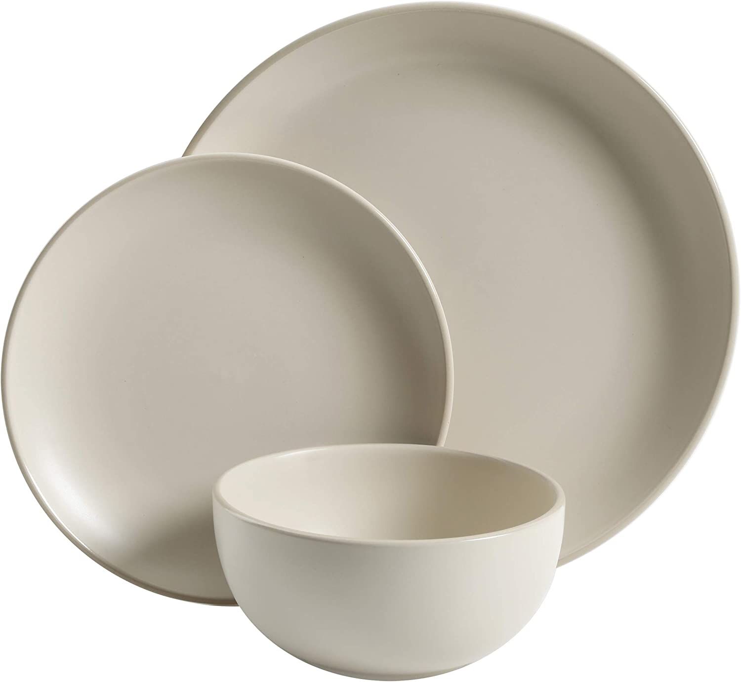 Gibson Home Rockaway Round Stoneware Dinnerware Set, Service for 4 (12pcs), Cream | Amazon (US)