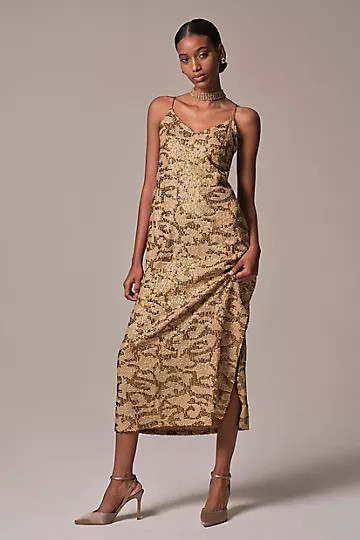 Sequined Slip Midi Dress | Anthropologie (US)