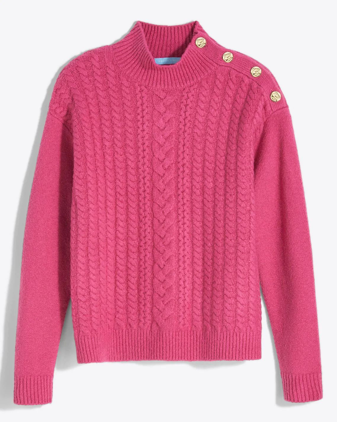 Cable Knit Turtleneck Sweater in Raspberry Pink | Draper James (US)