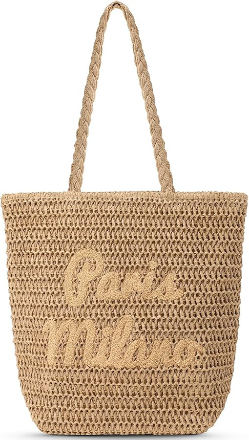 Beach Bags for Women - Large Straw Bag Woven Beach Tote, Summer Handmade Shoulder Handbag | Amazon (US)