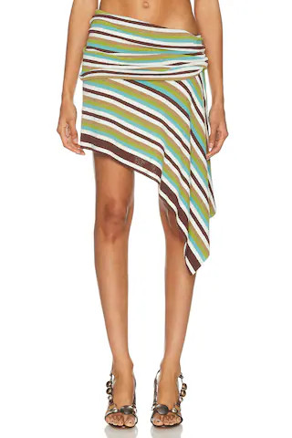 Stripe Knit Extension Drape Mini Skirt | FWRD 