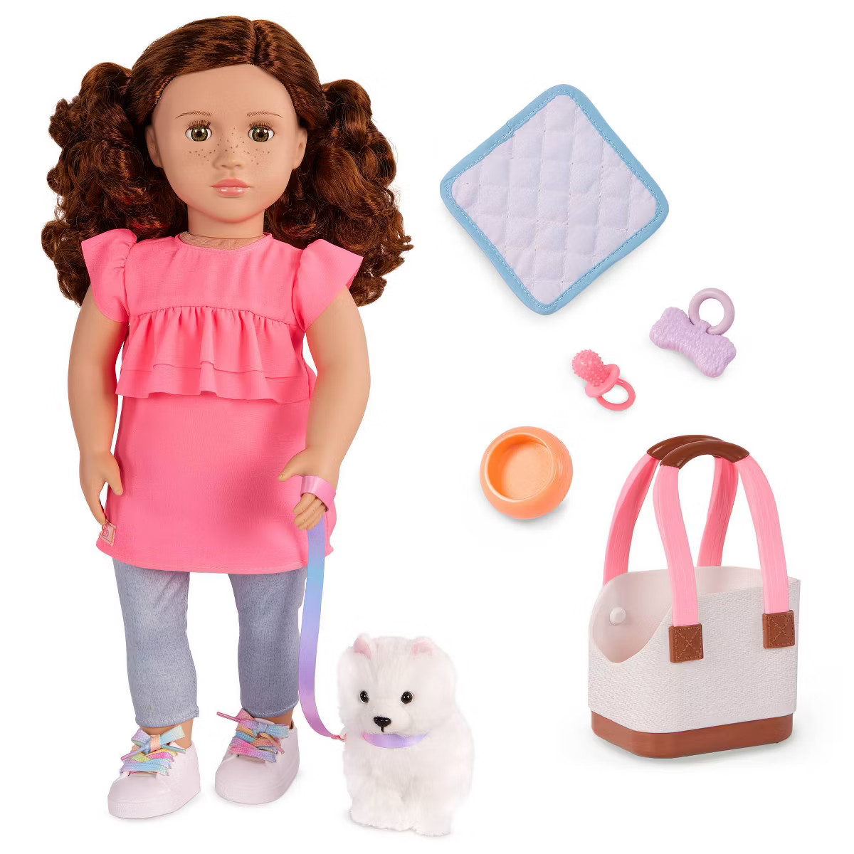 Our Generation Becca & Pearl 18'' Doll & Pet Dog Plush Carrier Accessories Set | Target