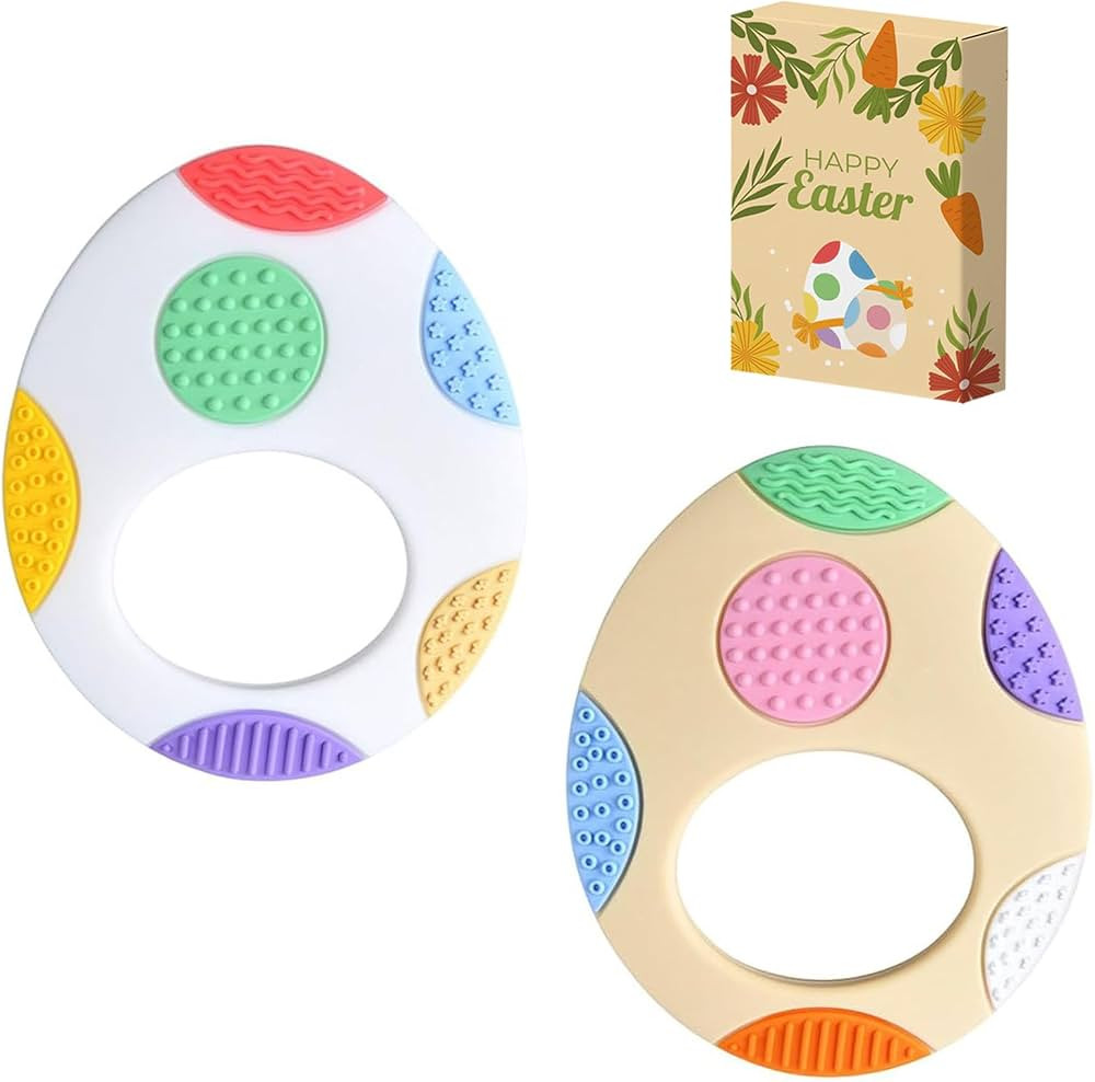 Easter Egg Silicone Teething Toys for Babies, 2-Pack - Colorful, Sensory Development Baby Chew To... | Amazon (US)