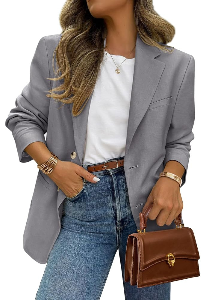 PRETTYGARDEN 2025 Blazers for Women Business Casual Long Sleeve Lapel Open Front Suit Jacket Work... | Amazon (US)