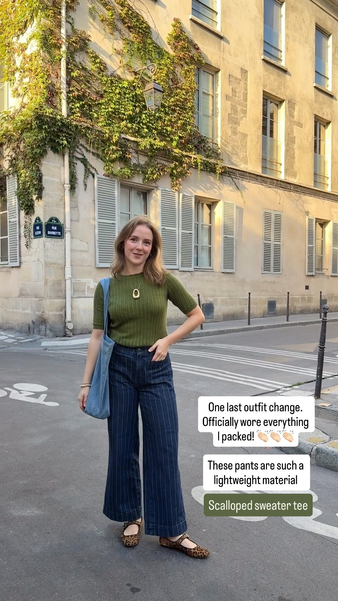 What I’m wearing in Paris today
0 petite pants. Soft material. 
Xs petite sweater top
7 leopard flats

#LTKSaleAlert #LTKSeasonal #LTKTravel