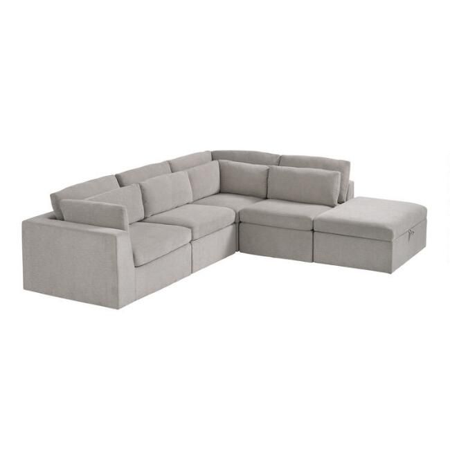 Gray Emmett 5 Piece Square Modular Sectional Sofa | World Market