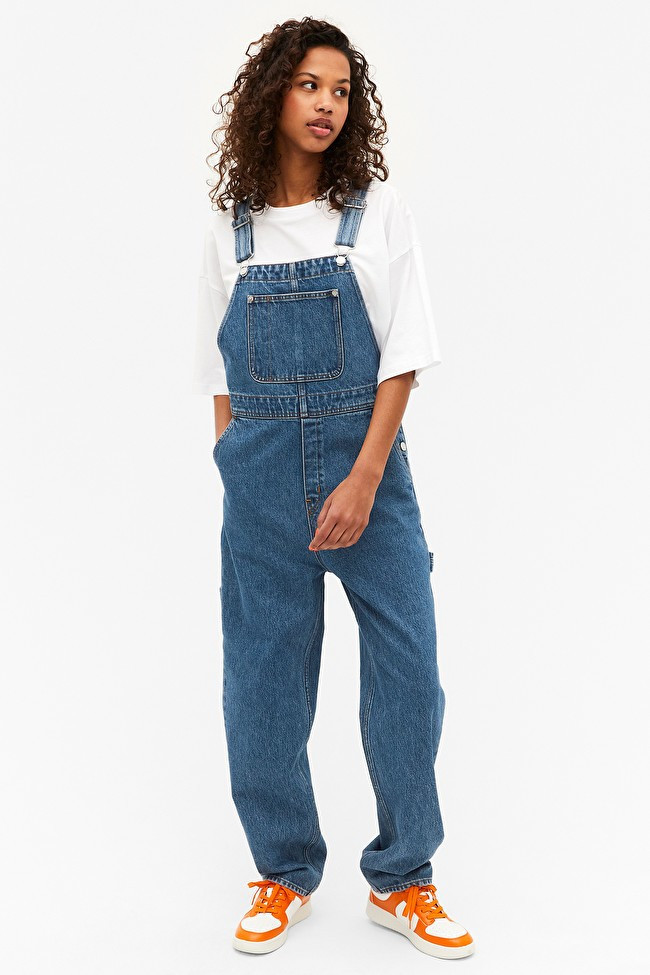 Medium blue denim dungarees | Monki
