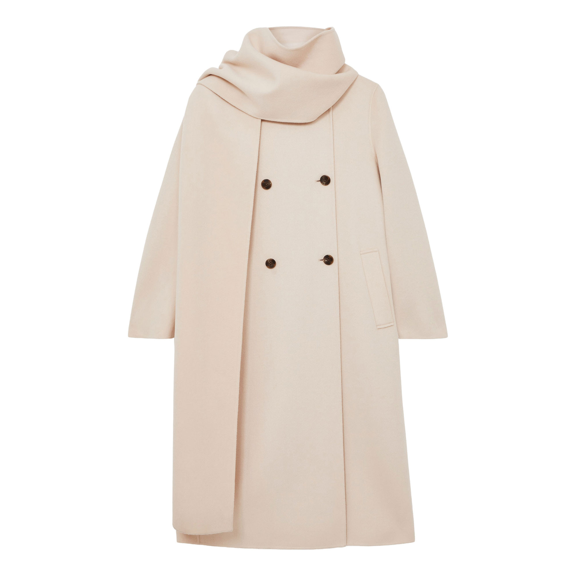 REISS Indira Double-Breasted Scarf Coat - CREAM | Brown Thomas (IE)