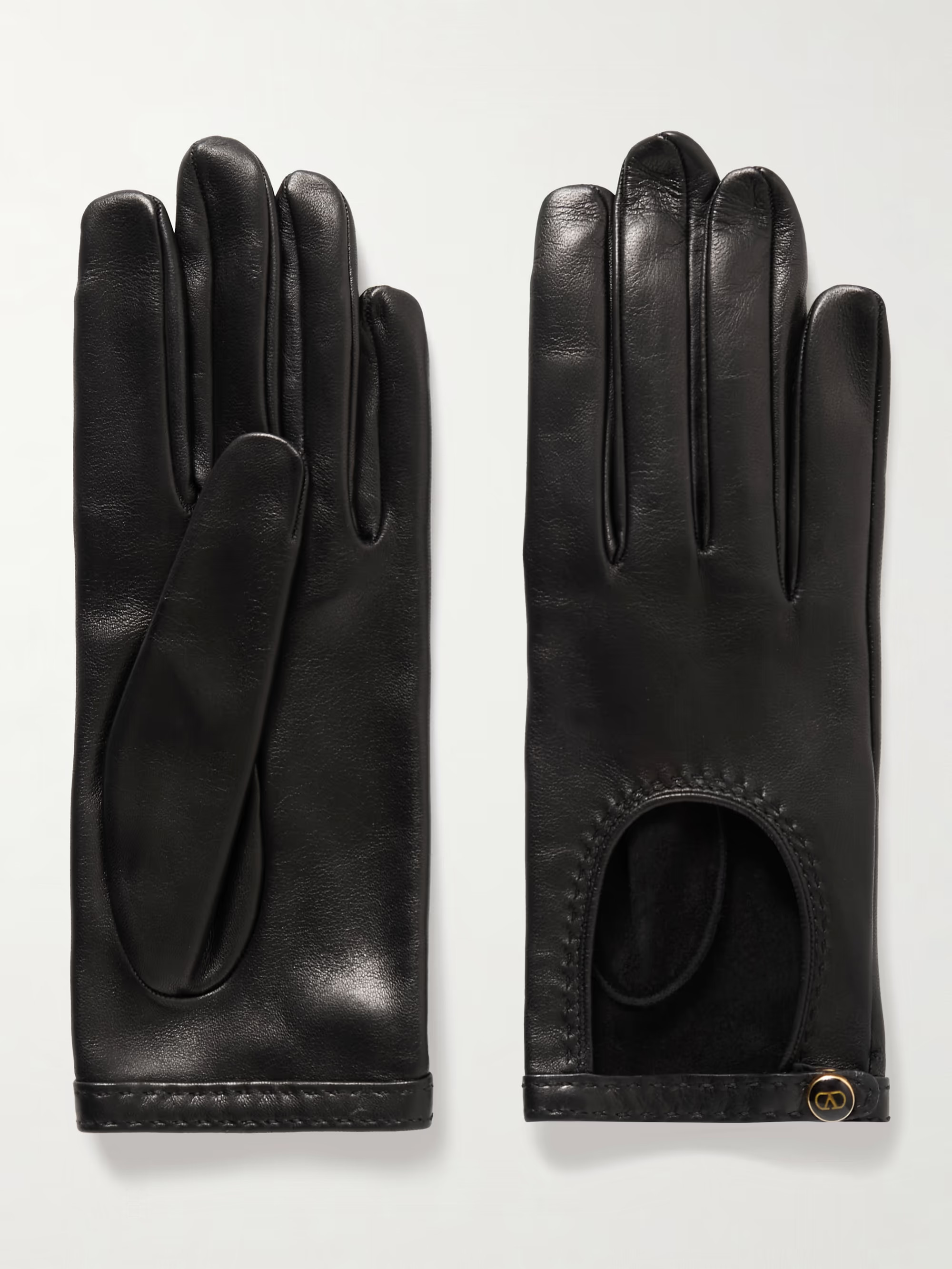 VLogo leather gloves | NET-A-PORTER (US)