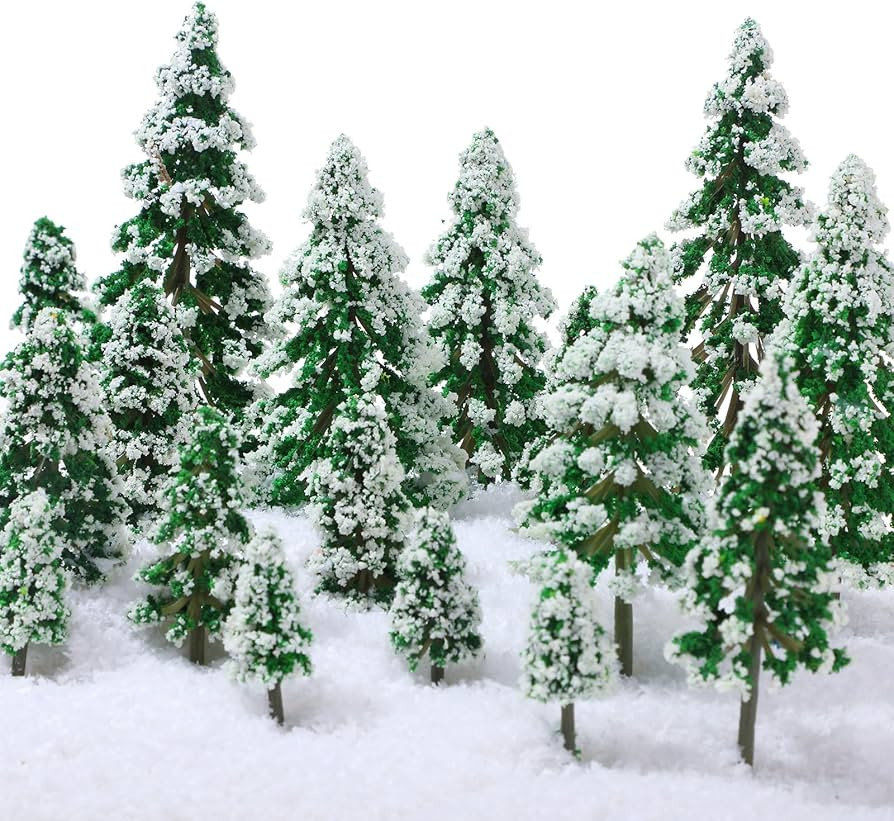 Skylety 35 Pieces Mini Snow Pine Model Trees 1.97-5.9 Inch, 6 Size Mini Sisal Snow Frost Trees Sc... | Amazon (US)